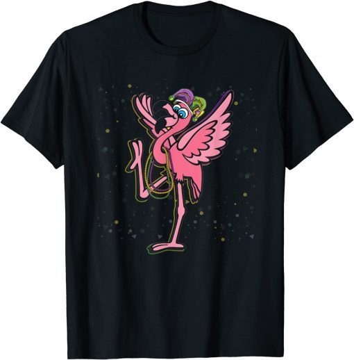 Beads & Mask Mardi Gras Flamingo Carnival Party Gift T-Shirt