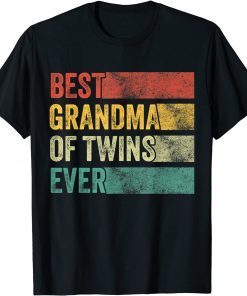 Best Grandma of Twins Pregnancy Announcement Vintage Gift T-Shirt