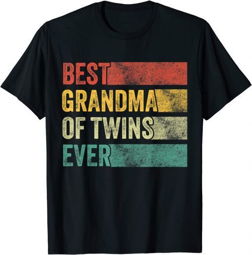 Best Grandma of Twins Pregnancy Announcement Vintage Gift T-Shirt