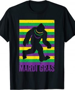 Bigfoot Sasquatch Mardi Gras Beads Fat Tuesday Festival Gift Shirt