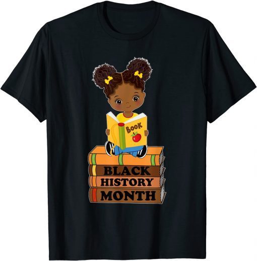 Black History Month Girl Reading Book African Pride Melanin T-Shirt