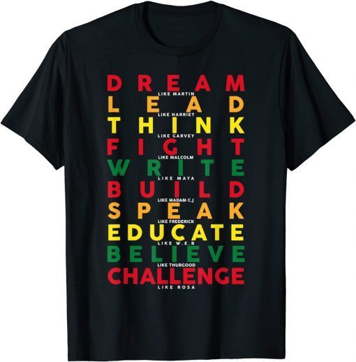 Black History Pride Dream Like Martin American African Gift T-Shirt