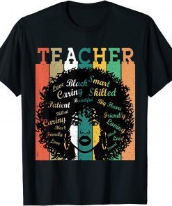 Black Women Teacher Afro Retro Black History Month Classic Shirt