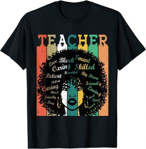 Black Women Teacher Afro Retro Black History Month Classic Shirt