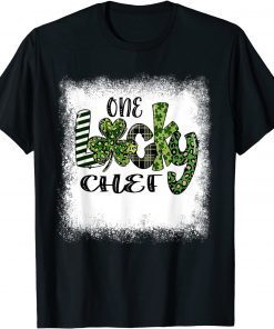 Bleached St Patricks Day Leopard One Lucky Chef T-Shirt