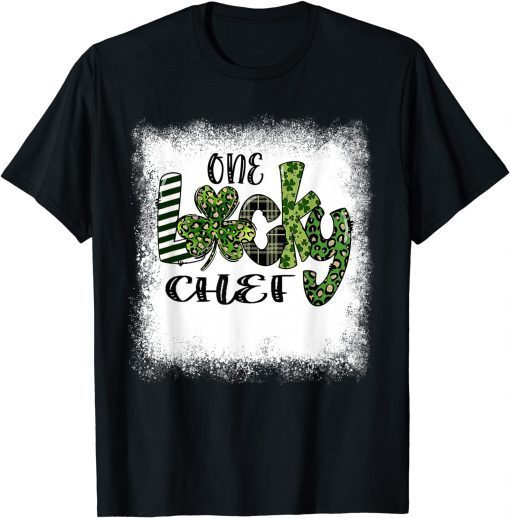 Bleached St Patricks Day Leopard One Lucky Chef T-Shirt