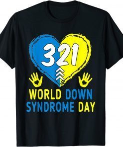 Blue Yellow Heart 21 World Down Syndrome Awareness Day Gift Shirt