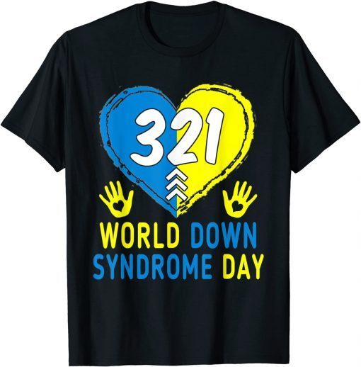 Blue Yellow Heart 21 World Down Syndrome Awareness Day Gift Shirt