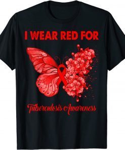 Butterfly I Wear Red For Tuberculosis Awareness Unisex Shirt