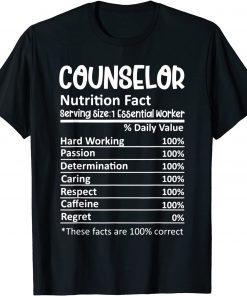 Counselor Nutrition Facts Counseling Guidance Gift T-Shirt