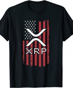 Crypto Currency XRP Ripple Internet Money American Flag Gift Shirt