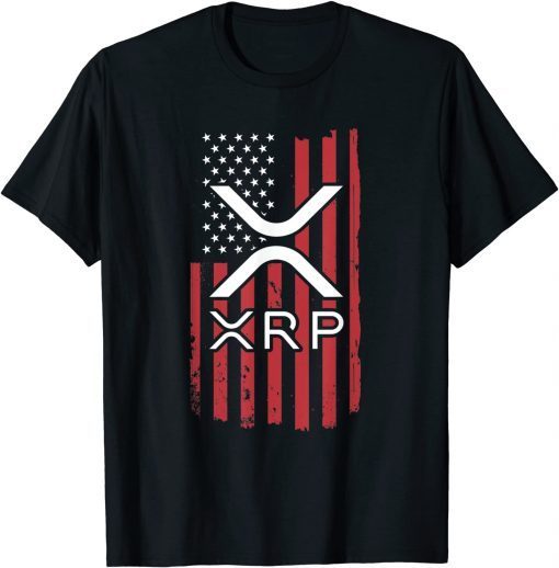 Crypto Currency XRP Ripple Internet Money American Flag Gift Shirt