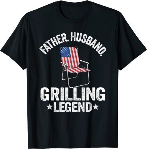 Father Husband Grilling Legend Grillfather American Flag BBQ Unisex Shirt
