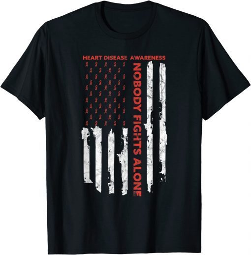 Fight Heart Disease Awareness Month American Flag T-Shirt