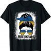Free Ukraine I Stand With Ukraine Messy Bun Hair Bleached Unisex Shirt