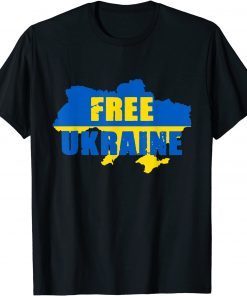 Free Ukraine Ukrainian Flag Ukraine Map I Stand With Ukraine T-Shirt