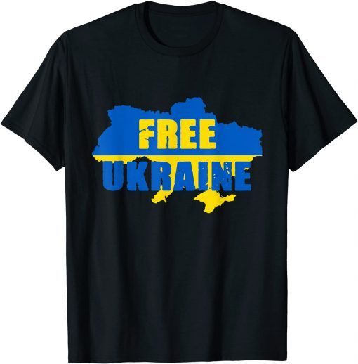 Free Ukraine Ukrainian Flag Ukraine Map I Stand With Ukraine T-Shirt