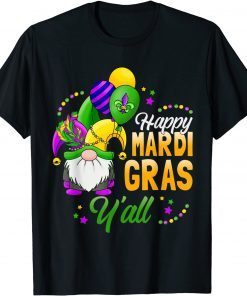 Happy Mardi Gras Yall Gnome Mardi Gras 2022 Beads Mask Unisex Shirt