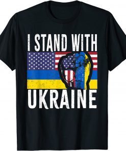 Puck Futin I Stand With Ukraine Flag American Flag Support Ukraine Shirt