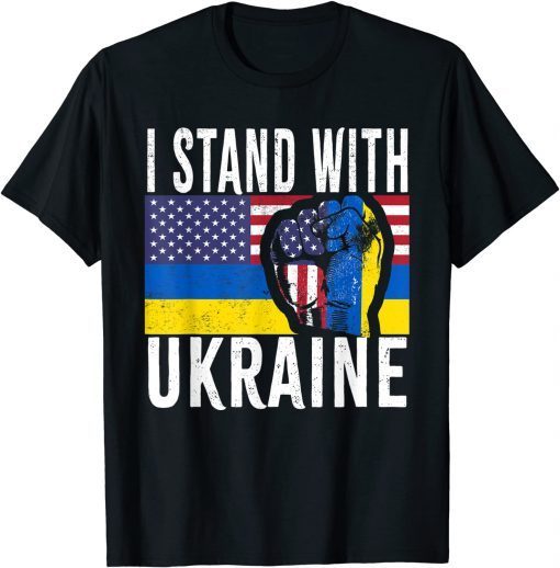 Puck Futin I Stand With Ukraine Flag American Flag Support Ukraine Shirt