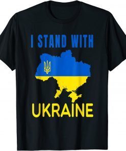 I Stand With Ukraine Flag Emblem Map Patriot Gift Shirt