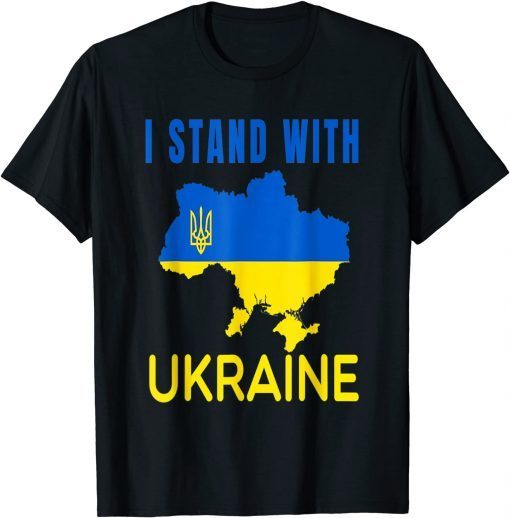 I Stand With Ukraine Flag Emblem Map Patriot Gift Shirt