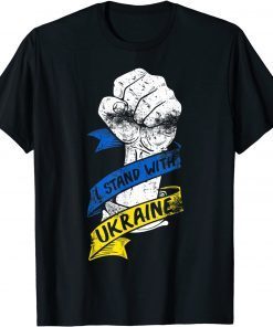 I Stand With Ukraine Flag Power Ribbon Support Ukraine 2022 Shirt