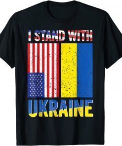 I Stand With Ukraine Support Ukrainian American USA Flag Classic T-Shirt