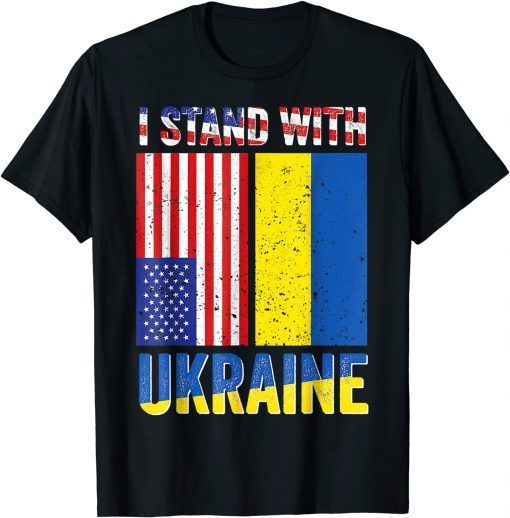 I Stand With Ukraine Support Ukrainian American USA Flag Classic T-Shirt