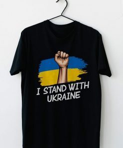 I Stand With Ukraine Ukraine Flag With US Flag Gift shirt