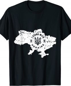 I Stand With Ukraine Ukrainian Map 2022 Shirt