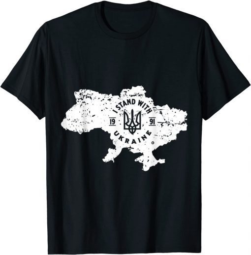 I Stand With Ukraine Ukrainian Map 2022 Shirt