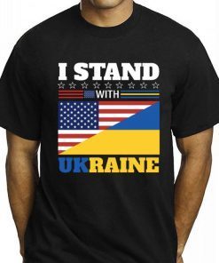 I Stand With Ukraine Us Flag Gift T-Shirt