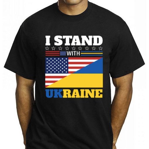 I Stand With Ukraine Us Flag Gift T-Shirt