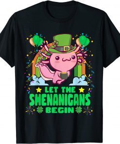 Kawaii Axolotl St Patricks Day Costume Shenanigans Gift Shirt