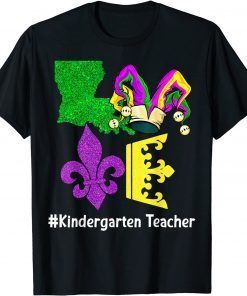 Love Kindergarten Teacher Mask Mardi Gras Carnival Gift Shirt