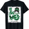 Love Messy Bun Teacher Life St Patricks Day Shamrock T-Shirt