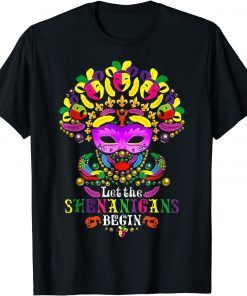 Mardi Gras Lips Outfit Costume Let Shenanigans Begin Gift Shirt