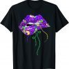 Mardi Gras Lips Queen Carnival Costume Purple & Golds Gift T-Shirt