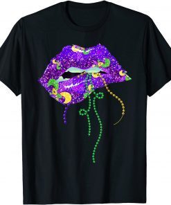 Mardi Gras Lips Queen Carnival Costume Purple & Golds Gift T-Shirt