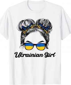 Messy Hair Sunglasses Ukrainian Girl Ukraine Pride Patriotic Free Ukraine T-Shirt