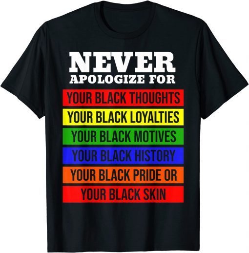 Never Apologize For Your Blackness Black History Month T-Shirt