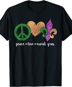 Peace Sign Heart Fleur De Lys Hippie Peace Love Mardi Gras Classic Shirt