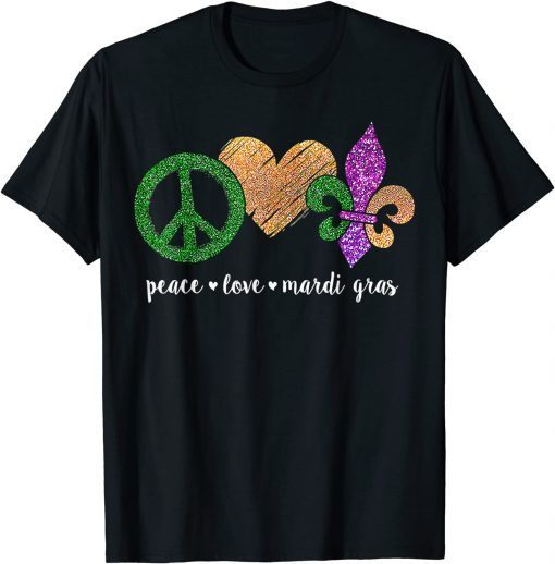 Peace Sign Heart Fleur De Lys Hippie Peace Love Mardi Gras Classic Shirt