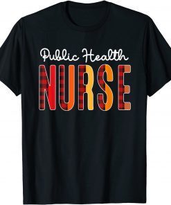 Public Health Nurse Plaid Red Love Heart Stethoscope RN Mom Limited Shirt