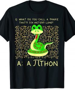 Python Pithon Pi Symbol Funny Math Teacher Pi Day T-Shirt