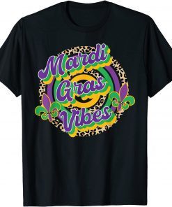Retro Mardi Gras Vibes Leopard Fat-Tuesday Costume Festival Gift T-Shirt