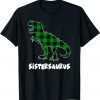 Sister Saurus T-Rex Dinosaurs plaid St Patricks Day Gift Shirt