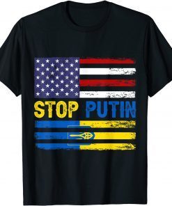 Stop Putin Ukrainian Flag US Flag I Stand With Ukraine Classic Shirt