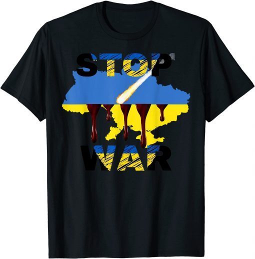 Stop Ukraine War, Peace in the World Free Ukraine Flag Tee Shirt